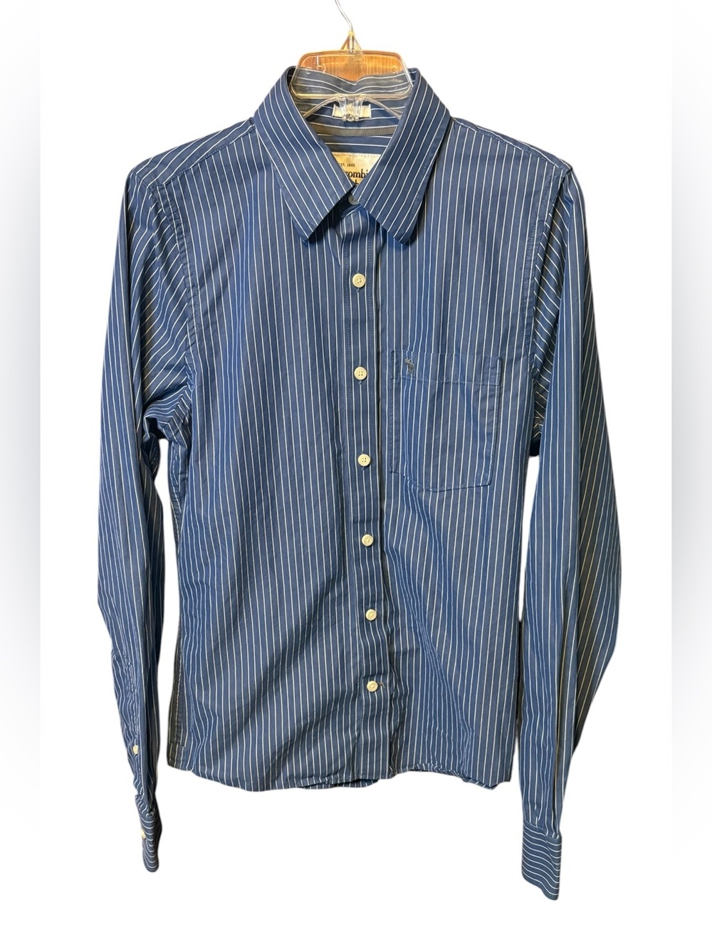 Vintage Y2K Abercrombie & Fitch Blue Striped Button Down Shirt Men’s Medium